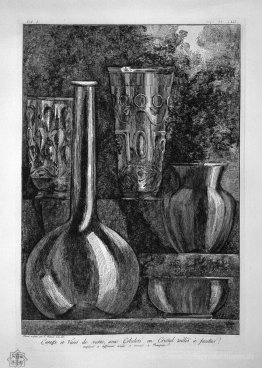 Flasche und Glas Vasen und Kristall facettiert, in Pompeji