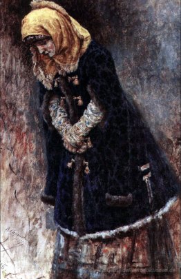Junge Dame mit blauen Pelzmantel