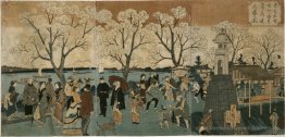 Japanische Triptychondruck zeigt japanische und ausländische Men