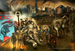 Blinde Kinder fühlen sich ein Elefant