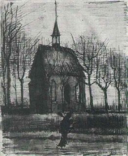 Kirche in Nuenen, mit einer Figur