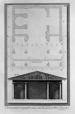 Riss und Aufriss des zweiten Tempels Tuscan Vitruvius