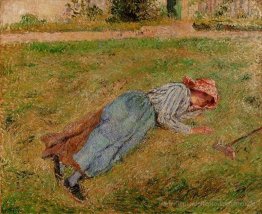 Ruhen, Bauernmädchen auf dem Gras, Pontoise Liegen