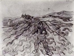 Feld mit einem Sämann