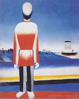 Man in suprematic Landschaft