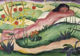 Nude liegen in den Blumen