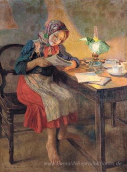 Lesen von der Lampe (Schülerin)