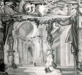 Skizze der Vorhang für die Darstellung von Don Juan Tenorio Trea