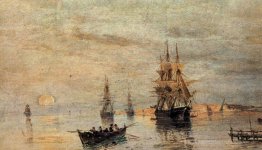 Segelschiffe in der Morgendämmerung