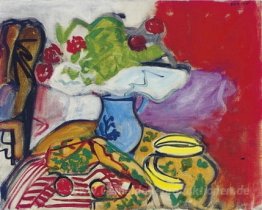Stillleben mit Früchten und Blumen auf einem Tisch