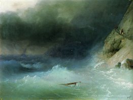 Der Sturm in der Nähe von Felsen
