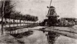 Landschaft mit Windmühle