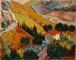 Landschaft mit Haus und Ploughman