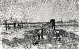 Kirchhof im Regen
