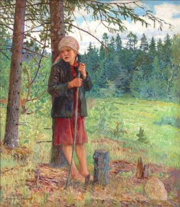 Mädchen in einem Holz