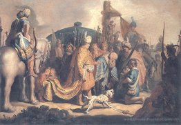 David Mit dem Kopf von Goliath, um König Saul