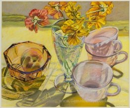 Kapuzinerkresse und Rosa Cups