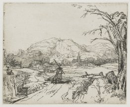 Landschaft mit Hirten und einem Hund