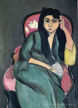 Laurette in Green in einem Rosa Stuhl