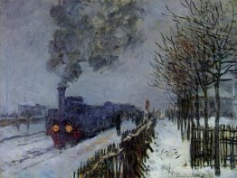 Zug im Schnee oder der Lokomotive