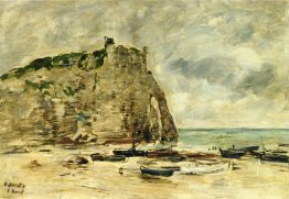 Etretat, Auf den Strand und die Felsen von Aval