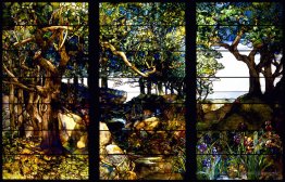 Waldlandschaft in drei Panels