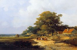 Bauer mit Herde auf Landstra?