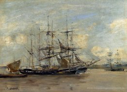 Le Havre, Drei-Master am Anker im Hafen