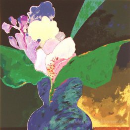Blauer Vase mit Blumen