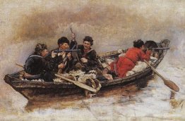 Kosaken im Boot (Studie zu "Die Eroberung Sibiriens durch Jermak