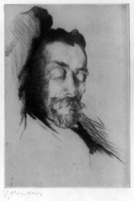 Kaltnadelradierung Porträt der amerikanische Maler Theodore Robi