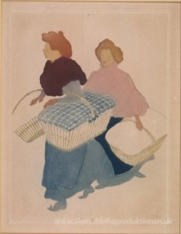 Laundresses tragen linnen