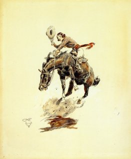 Sträubenden Pferd und Cowgirl
