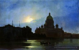Ansicht des Isaac Kathedrale bei Mondlicht Nacht
