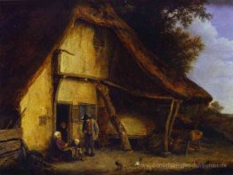Einer Bauernfamilie Außerhalb einer Hütte
