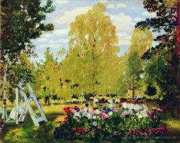 Landschaft mit einem Blumenbeet