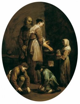 Interieur mit einer Familie von Bauern