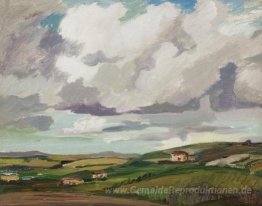 Landschaft mit Grau bewölkt