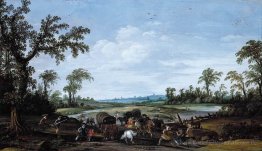 Bandits Offensiv eine Karawane von Reisenden