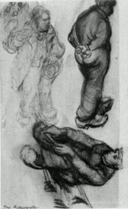 Studie von drei Bauern, einer Sitzung