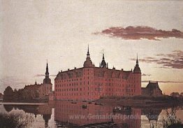 Schloss Frederiksborg in der Abend-Leuchte