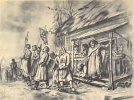 Prozession an Ostern. Skizzieren Sie für das Gemälde