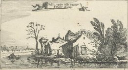 Bauernhaus mit Taubenschlag auf einem Fluss