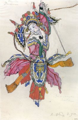 Tänzer in der Prozession des chinesischen Kaisers. Kostümentwurf