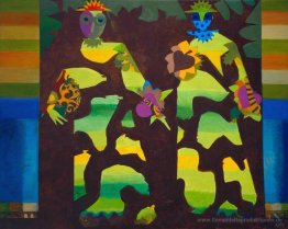 Figuren in einem Garten