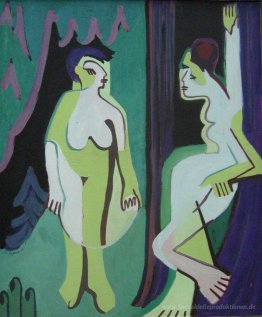 Nackte Frauen auf Wiese