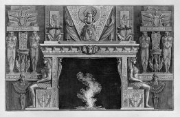 Kamin ägyptischen Stil, die Seiten zwei sitzenden Figuren im Pro