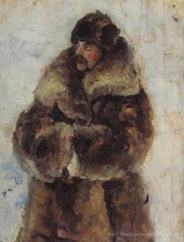 A. I. Surikow mit Pelzmantel. Studie zur "Taking the snow Stadt"