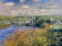 Vetheuil von Ile Saint Martin gesehen