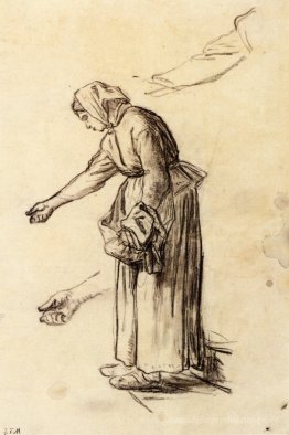 Studie für einer Frau Fütterung Hühner